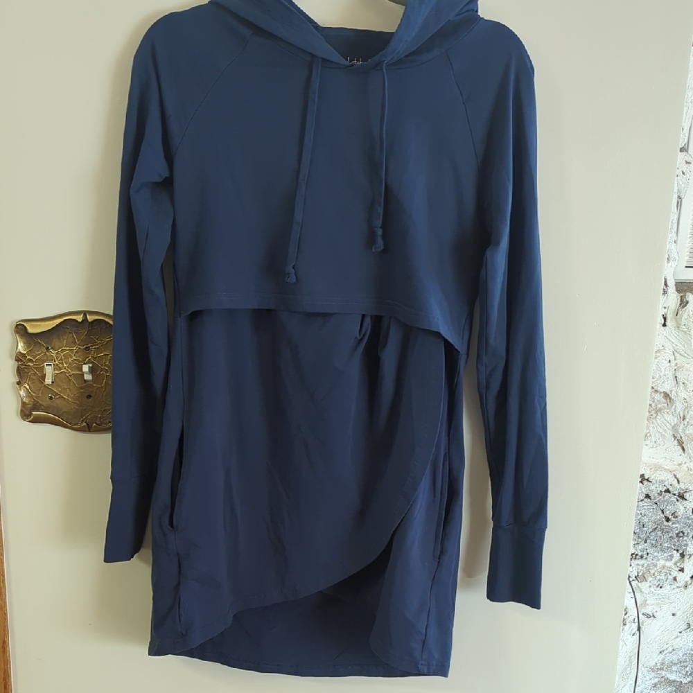 Latched Mama Navy Blue Cotton Blend Top